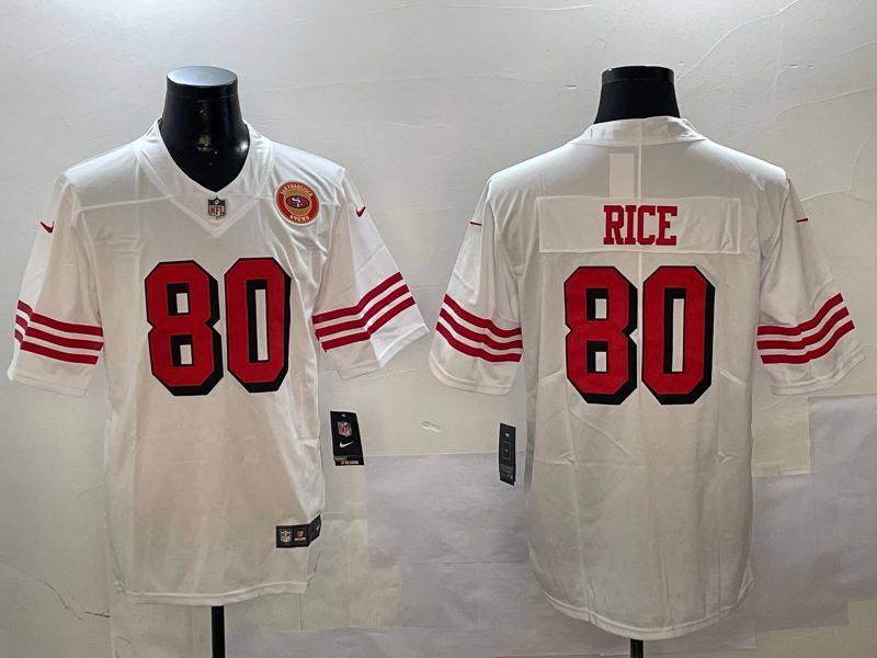 Men San Francisco 49ers #80 Rice White Throwback 2024 Nike Limited NFL Jersey style 01045->san francisco 49ers->NFL Jersey